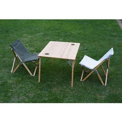 Modern Beach Fishing Folding Custom Portable Foldable Camping Linen Fabric Wooden Outdoor Butterfly Chair