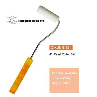 E-32 Hardware Decorate Paint Hand Tools Fabric Cloth 4&quot; Paint Roller with Long Frame Handle