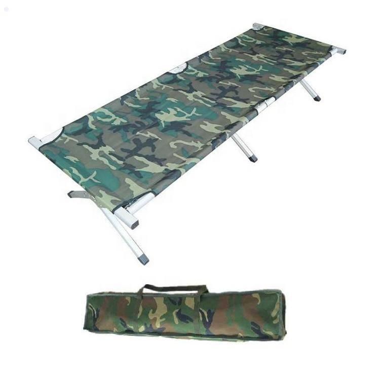 Cheap High Quality Camouflage Travel Camping Equipment Military Style Cot Folding Bed for Outdoor