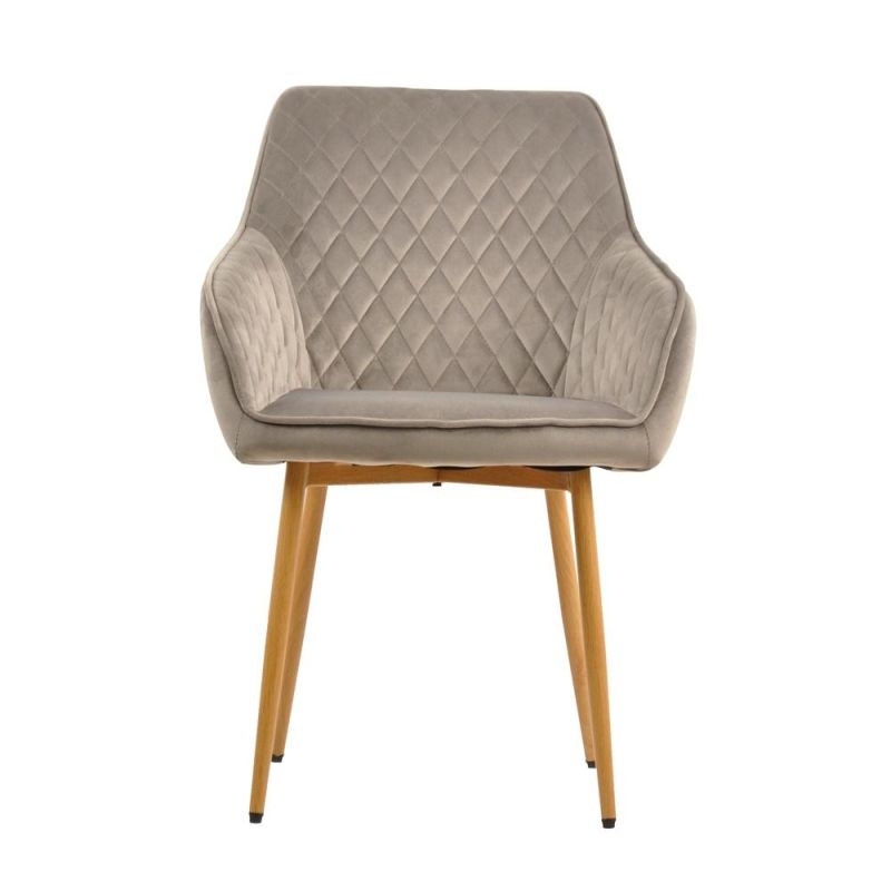 Home Hotel Restaurant Dining Room Modern Fabric Dining Chair with Wooden Effect Metal Leg