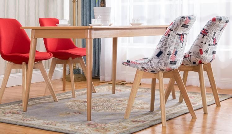 Stylish Tulip Upholstery Fabric Dining Chair with Wood Leg