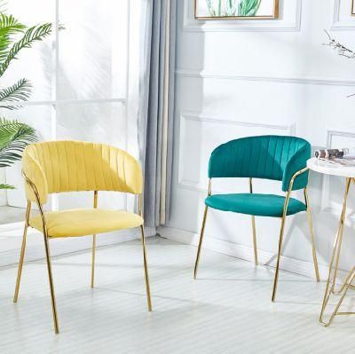 Chinese Factory Modern Design Luxury Velvet Seat Stainless Steel Legs Modern High-End Dining Chair for Villa