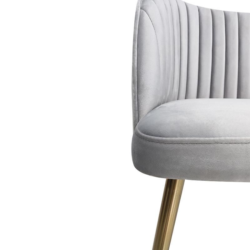 Modern Fabric Velvet Dining Chair with Golden Metal Base for Restaurant Bistro Hotel Dining Room Furniture