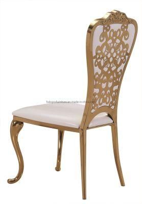 Dopro Luxurious Stainless Steeel PU Fabric Wedding Banquet Gold Dining Chair