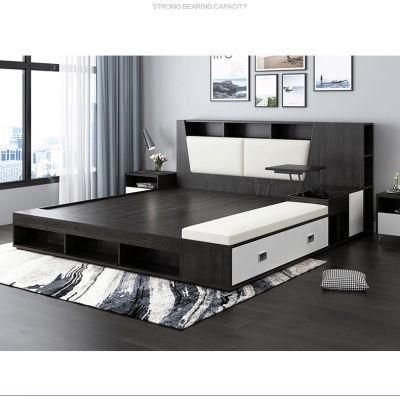 Newest Melamine MDF Bedroom Set Modern Home Furniture Storage Bedroom Wood All Size Bed