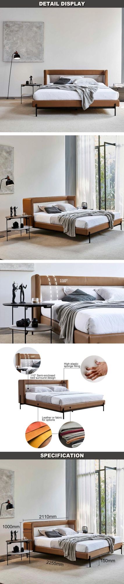 Modern King Size Double Metal Frames Wooden Beds