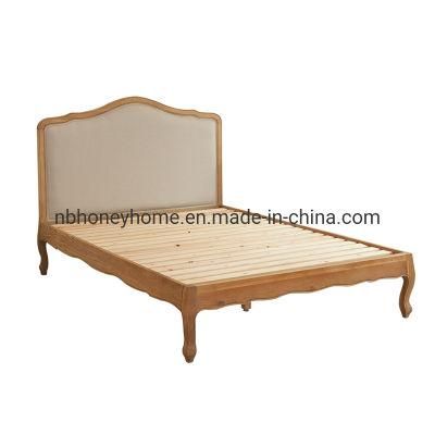 Wedding Bedroom King Queen Size Oak Frame Carved Headboard Upholstered Bed