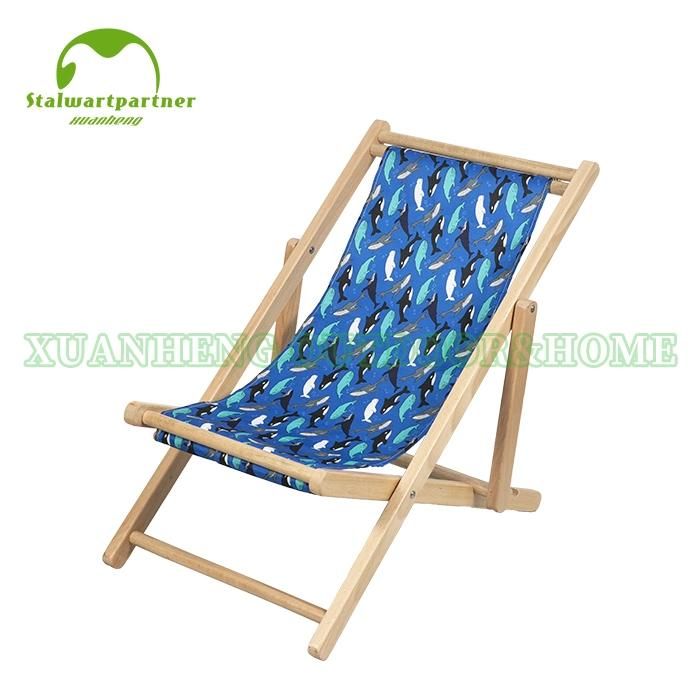 Canvas Sling Foldable Wooden Deck Chair