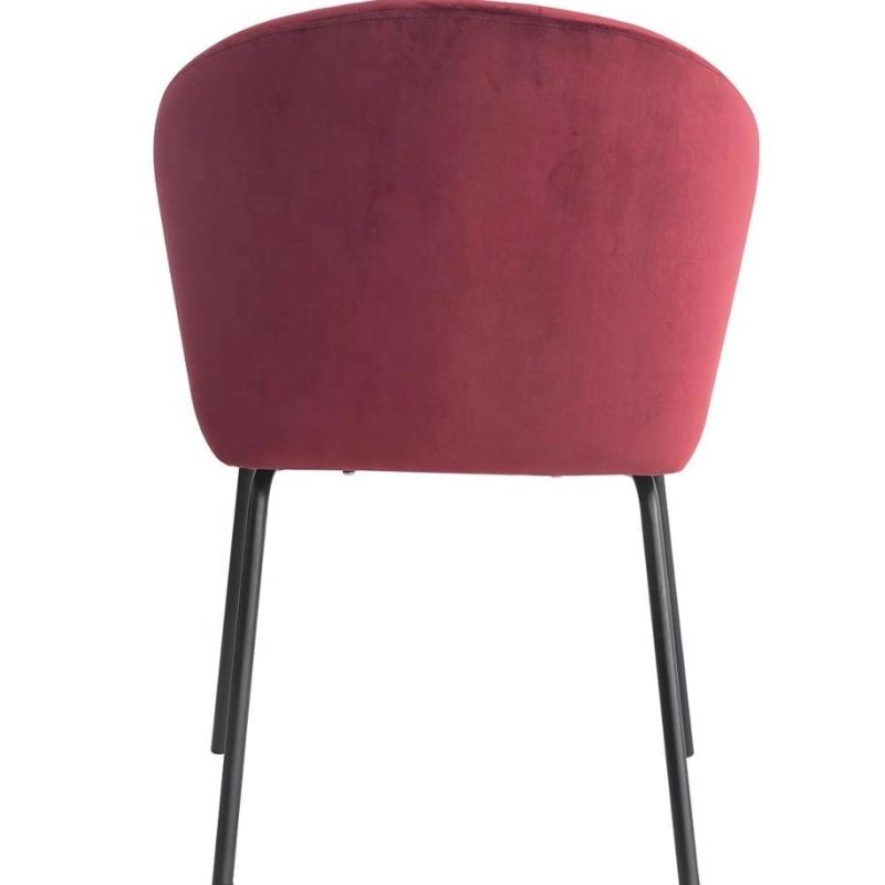 Wholesale Modern Colorful Pink Dining Chairs Arm Rest Velvet Restaurant Dining Room Chair with Gold Metal Legs