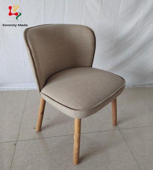 Modern Simple Design Armless Fabric Dining Chair with Wooden Legs