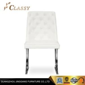 Hot Sale Quality White Lesther Fabric Dining Chair with Stainless Steel Legs