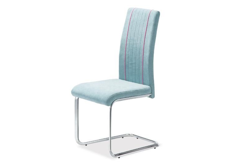 Wholesale China Kitchen Office Furniture Chrome Leg Fabric Sturdy Grey Dining Chairs