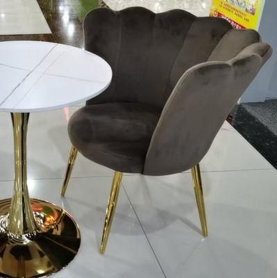 Colorful Velvet Dining Chair with Golden Legs Used in Banquet Hotel Coffee Shop