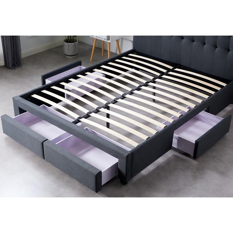 Luxury Queen Bed Frame with Headboard with Storage and Tufted Bed Frame with Drawers