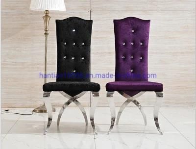 Cotton Chair Crystal Design Hot Sale High Back Wedding Event Stainless Steel Dining Chair