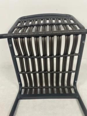 Aluminum Rust Resistance Woven Synthetic Rattan Patio Bar Stools for Restaurant Cafe