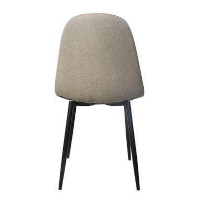 Wholesale Dining Room Furniture Heat Transfer Iron Legs Simple Design Khaki Fabric Dining Chair