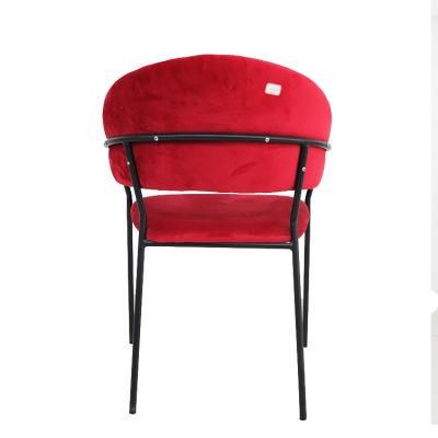 Wholesale Modern Design Chrome Iron Legs Dining Chair Red Velvet Dining Chair
