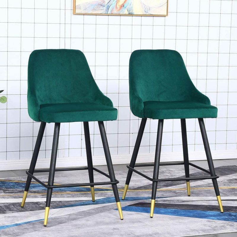 High Quality Wholesale Custom Cheap Modern Design Velvet Fabric Dining Tall Bar Chair