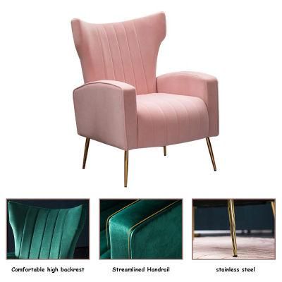 Modern Leisure Chair Design Metal Frame Relaxing Sofa Chair Velvet