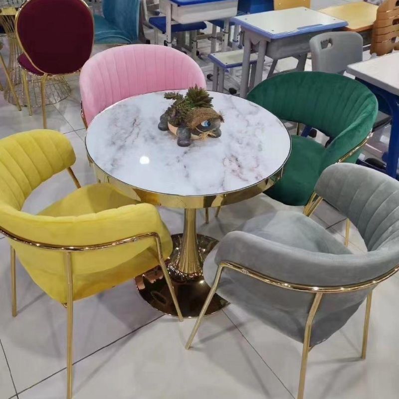 Modern Dining Chairs Fabric Metal Gold Chromes Ready to Send