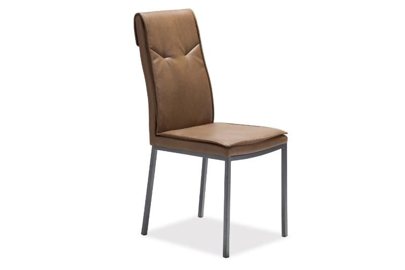 Leisure Furniture Modern Simple Furniture Metal Legs PU Leather Dining Chair for Home
