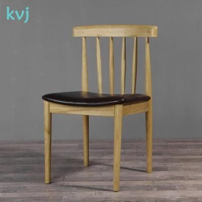 Kvj-7076-4 Durable Restaurant Wooden Windsor Vinyl Seat Square Dining Chair