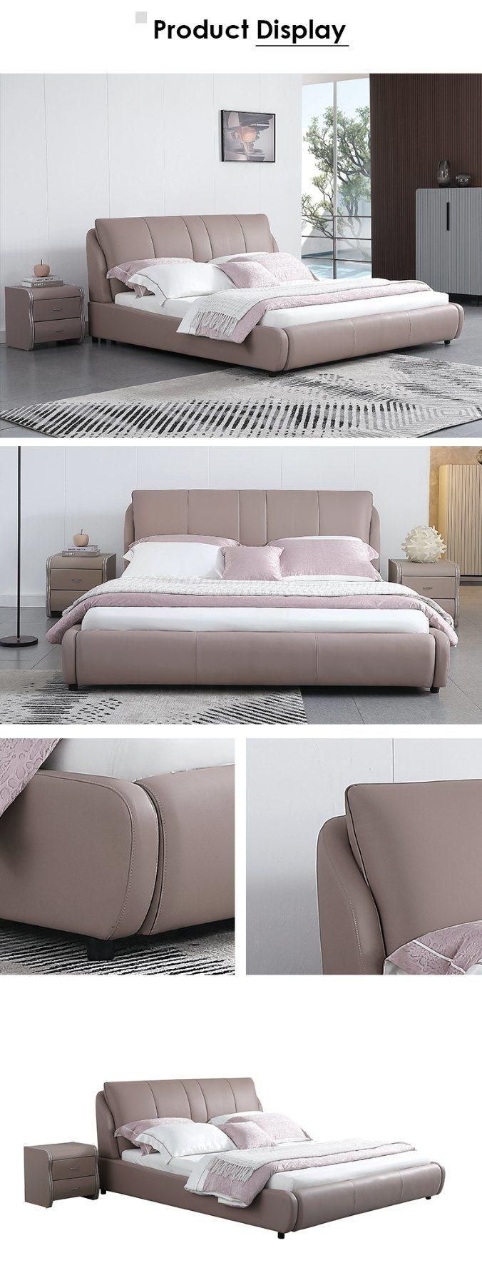 Bedroom Leather Furniture King Size Soft Bed