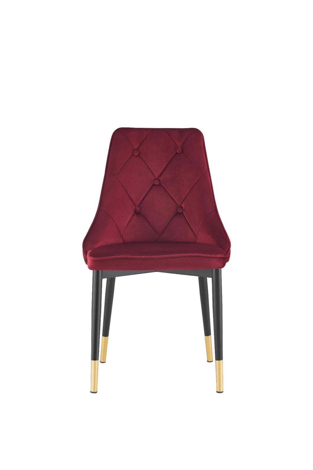 Dining Sofa Metal Chair Room Set Coffee Hotel Luxury Upholstered Soft Back Velvet Fabric