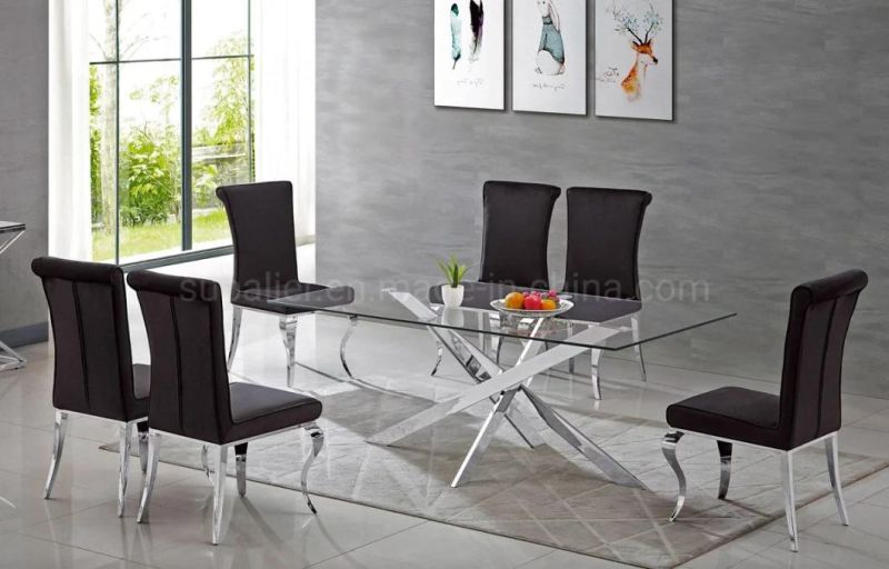 Luxury Chair Customized PU Leather Stainless Steel Sweden Dining Chair