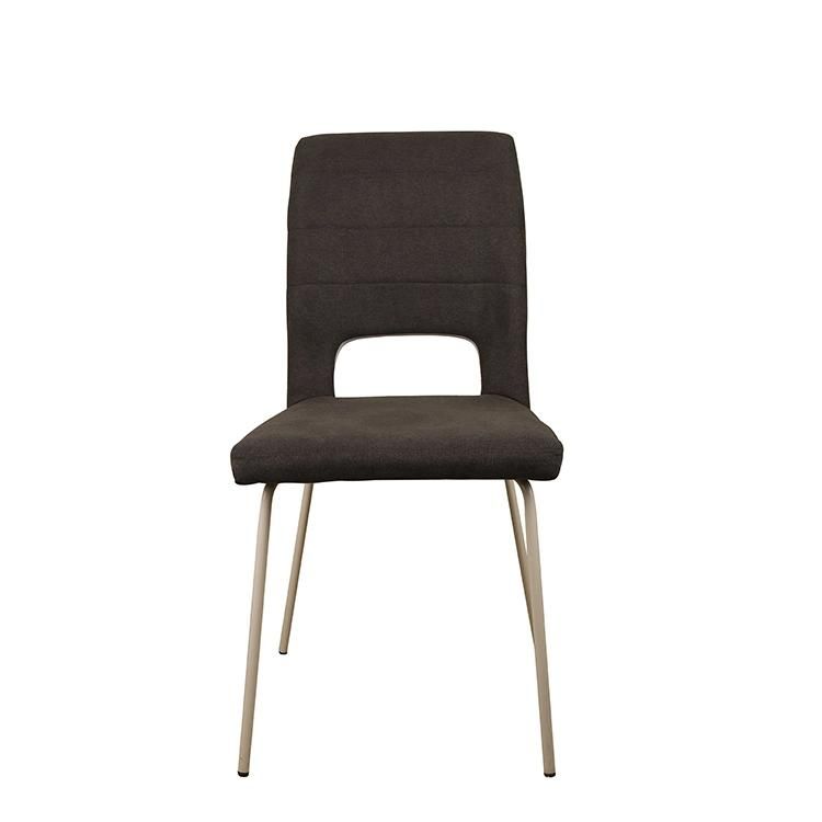 MID-Century Grey Fabric Upholstered Mental Leg Dining Chair