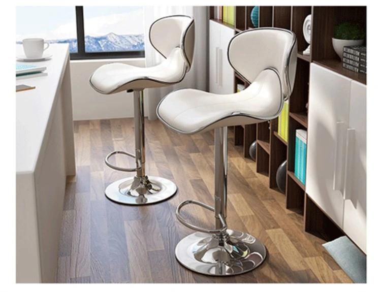 Modern PU Leather Adjustable Bar Stools with Back, Set of 2, Counter High Swivel Bar Stool with Footrest