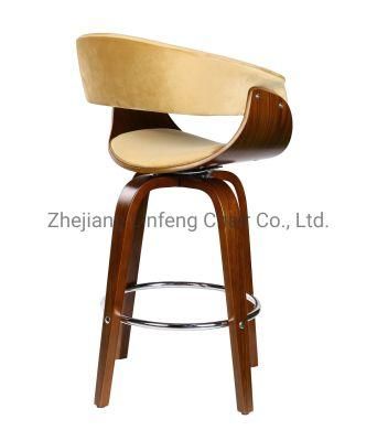 New Style Classical Simple Plywood Leg and Back Swivel Bar Chair