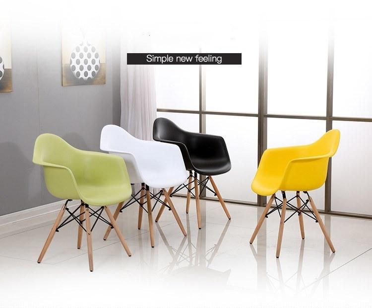French Style Plastic Restaurant Leisure Chair Modern Wooden Dining Chair with Arm