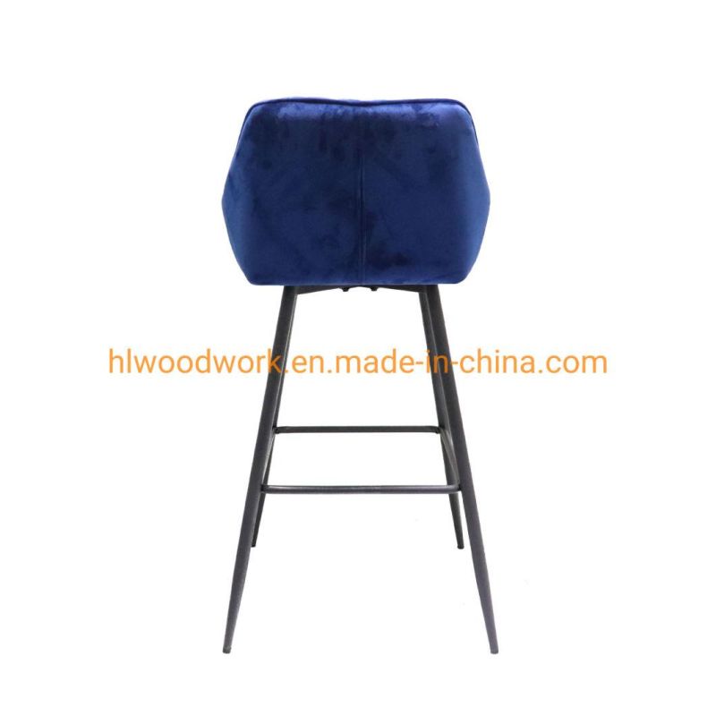 Luxury Type Back Design Coffee Dessert Shop Breakfast Kitchen Bar Stool High Chair with Install Non-Slip Mute Foot Fabric Bar Chairs Metal, Bar Stools