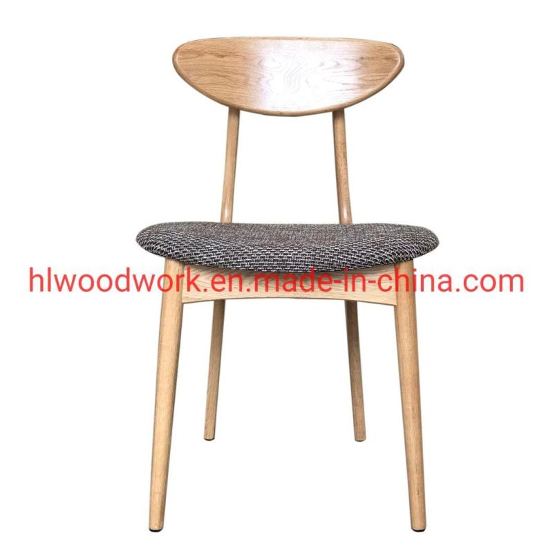 Dining Chair Oak Wood Frame Natural Color Fabric Cushion Brown Color B Style Wooden Chair Furniture Resteraunt Chair