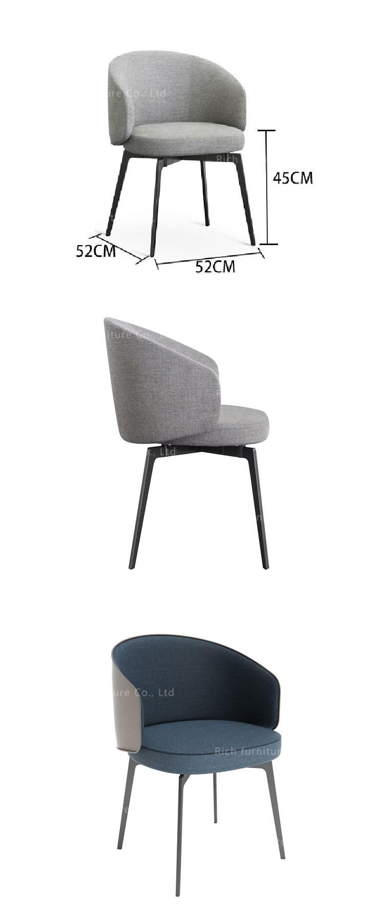 Black Metal Legs Armchair Restaurant Used Fabric Dining Chairs