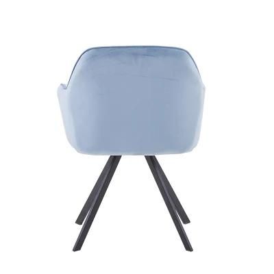 Modern Design Velvet Furniture Hotel Restaurant Metal Leg Chair Fabric Dining Chairs with Armrest