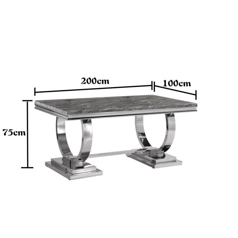 New Arrival Contemporary Stainless Steel Home Furniture Rectangle Modern Marble Metal Table