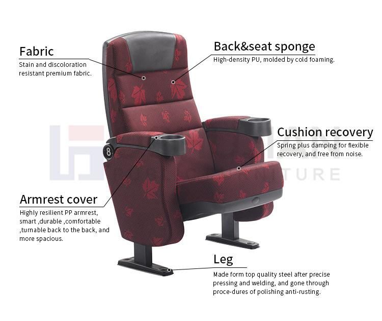 Concert Hall Fabric Plastic Movie Home Cinema Chair Folding Recline for Sale Theater Seating