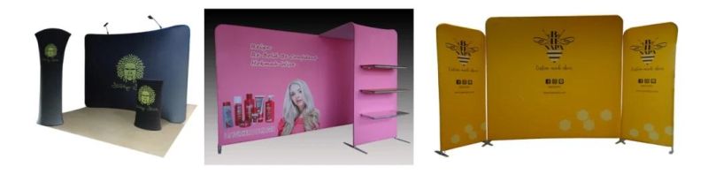 Curve Shape Tension Fabric Banner Pop up Display Stand for Exhibition