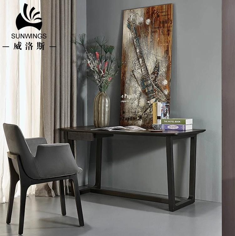 Nordic Solid Wood Hotel Dining Set Furniture Leisure Leather Arm Chair Made in China Guangdong