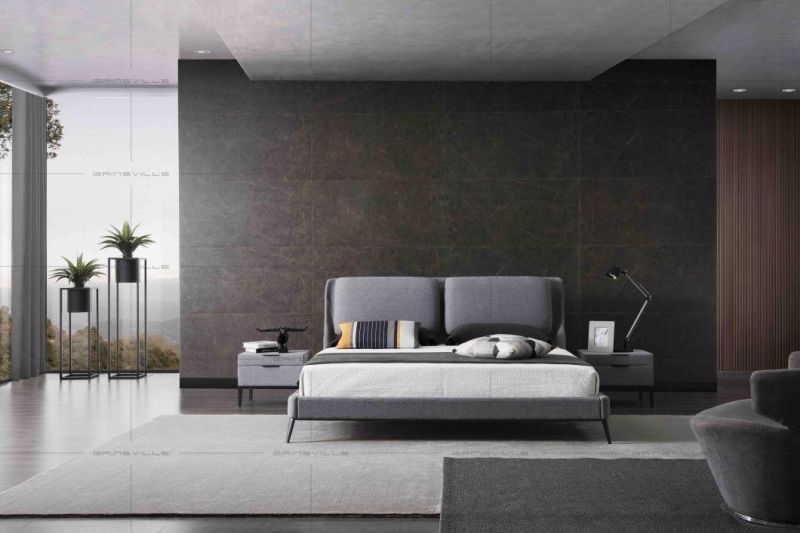 Gc1819 Home Furniture Manufacturer Soft Fabric Bedroom Set Leather Bed in Modern Furniture