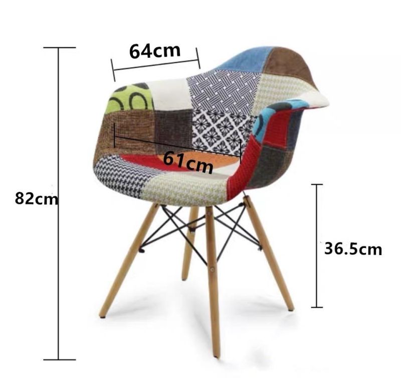 Contemporary Fabric Side Armchair Comfortable Chinese Design Dining Chair
