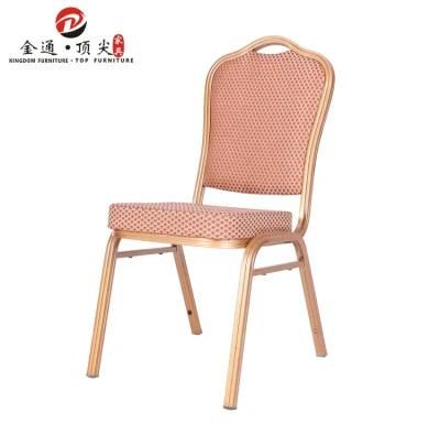 Fancy Stackable Rental Gold Metal Aluminum Iron Steel Hotel Hall Banquet Chair