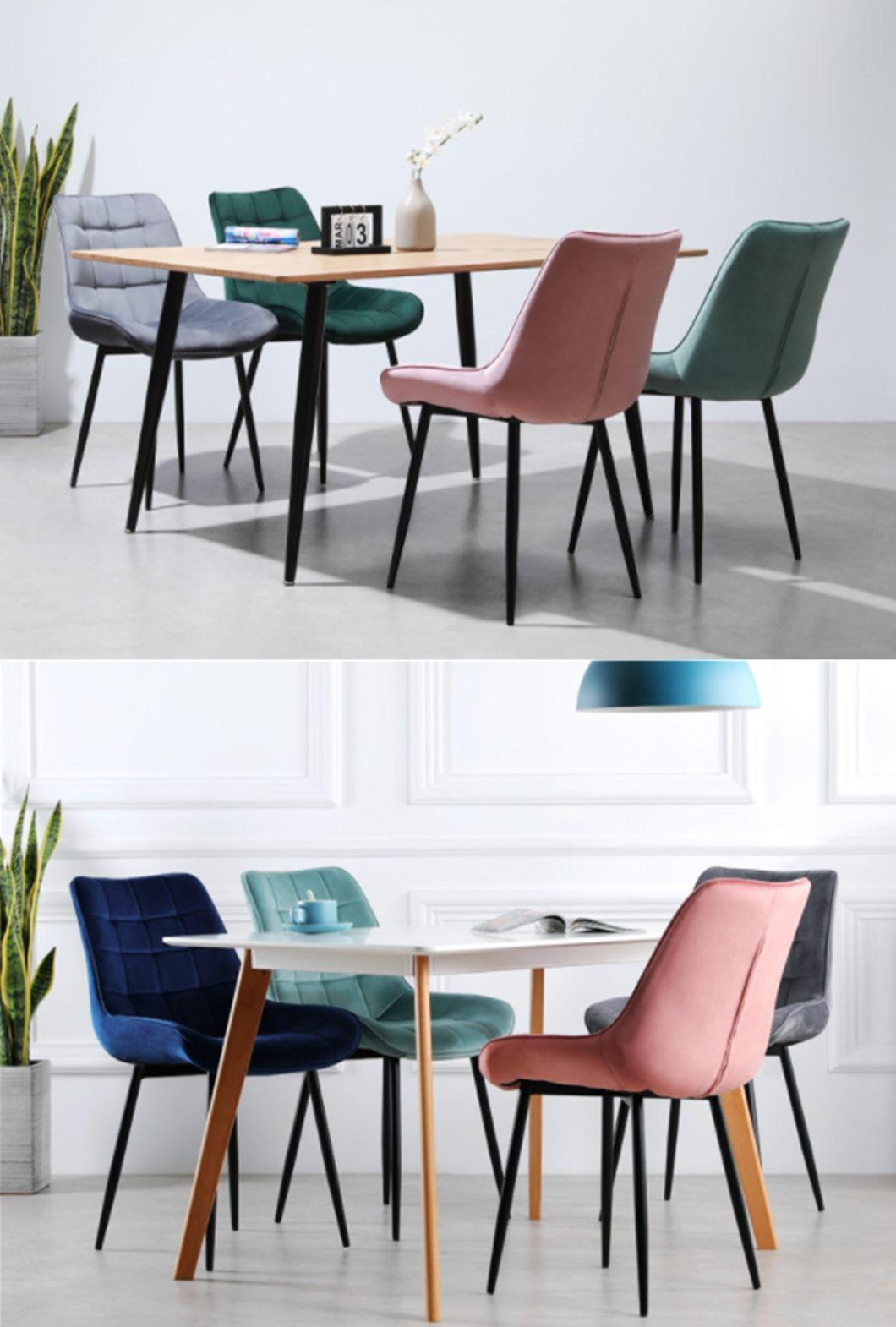 Nordic Velvet Modern Luxury Dining Chairs with Metal Leg Velvet Dining Chair