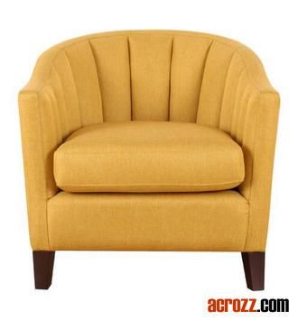 Classic Wood Linen Velvet Chaise Lounge Chaie Accent Chair