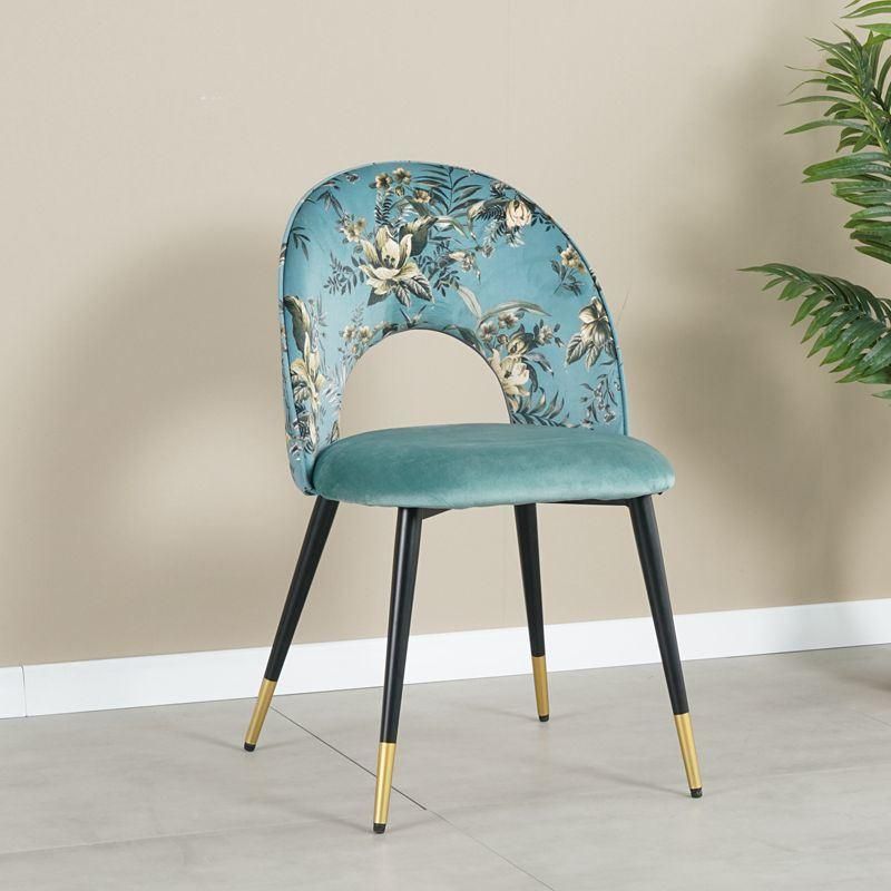 Wholesale Nordic Fabric Floral Back Modern Luxury Design Furniture Dining Chairs