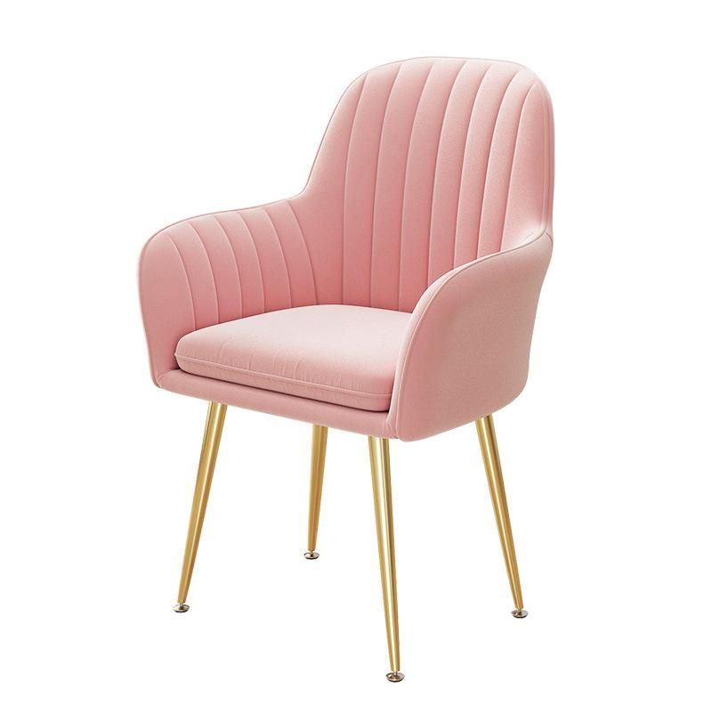 Luxury Restaurant Furniture Contemporary Nordic Silla Pink Velvet Dining Room Chair Iron Leg Gold Dining Chair