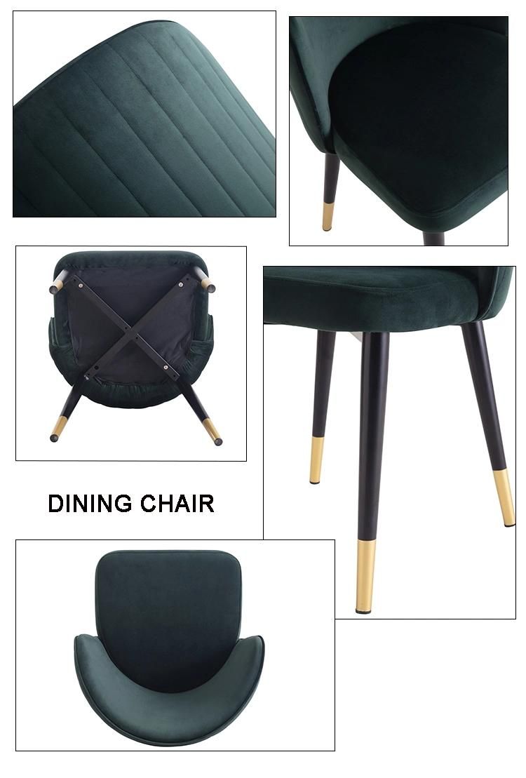 Manufacturer High Quality Luxury Home Furniture Restaurant Velvet Dining Chairs with Metal Legs